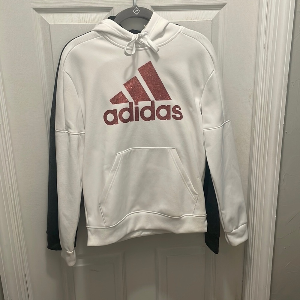 NWT Adidas hoodie pink sparkle logo